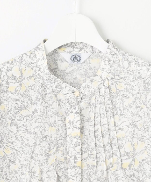 J.PRESS LADIES 【洗える】ポリエチレンスパンブロードフラワープリント ブラウス オフホワイト×イエロー系