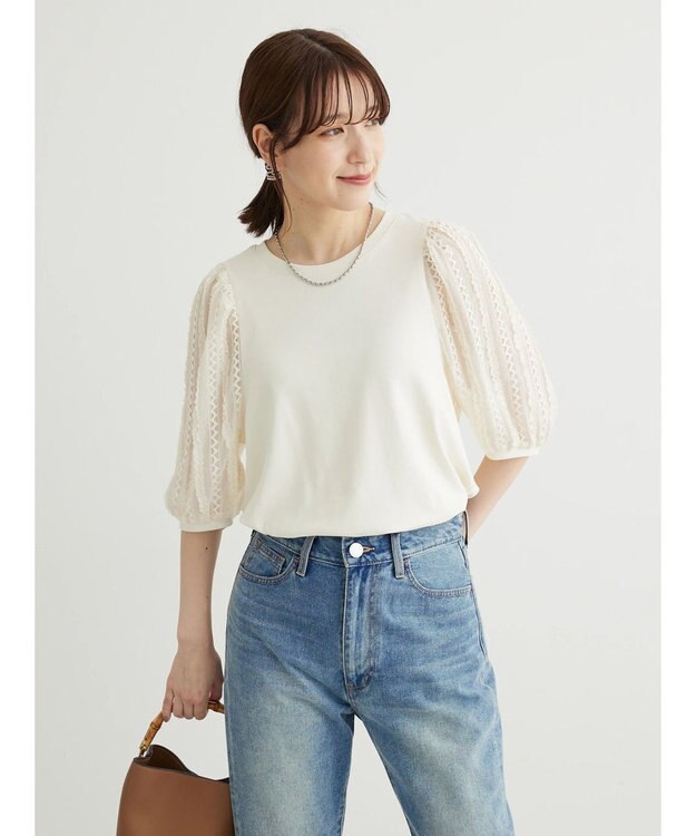 Green Parks ・ＳＵＧＡＲ　ＳＰＯＯＮイソザイスリーブプルオーバー Off White