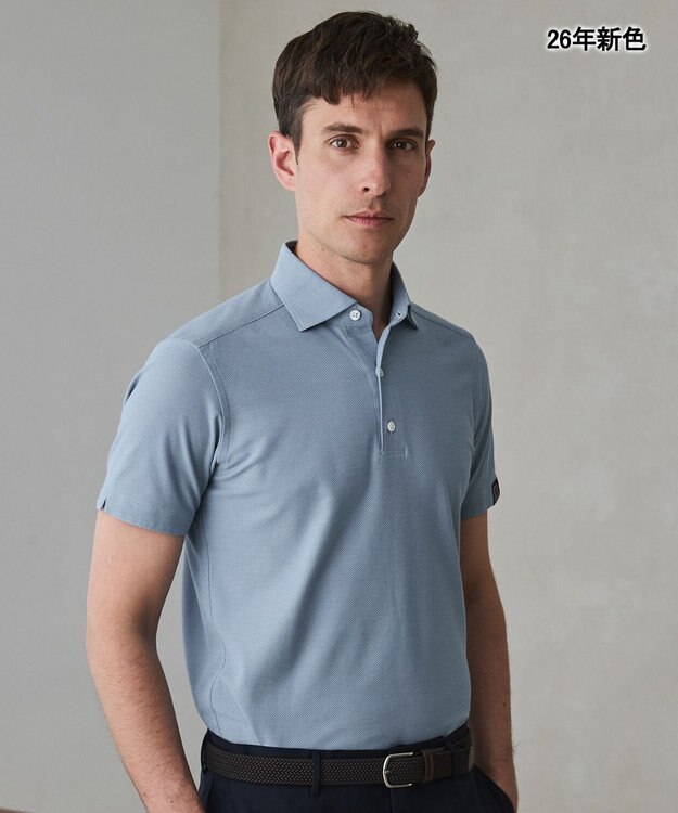 GOTAIRIKU 3年連続売上NO1/キングサイズ登場【仕事で着られる】キレイめ 鹿の子 BIZ ポロシャツ ターコイズブルー(26年新色)