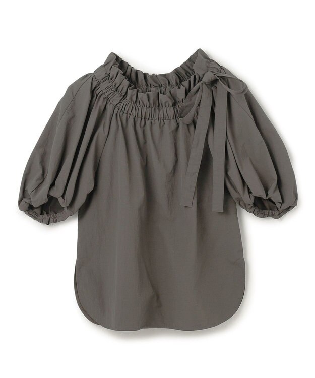 uncrave ライトプルーフナイロン オフショルブラウス カーキブラウン