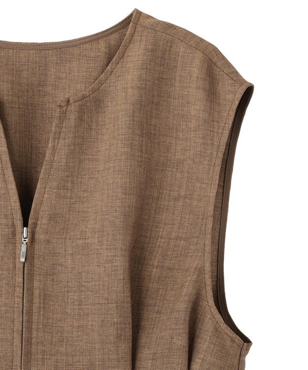 AMERICAN HOLIC 【イージーケア】リネンライクペプラムベスト Brown