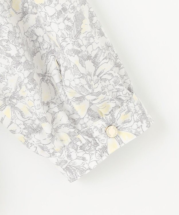 J.PRESS LADIES 【洗える】ポリエチレンスパンブロードフラワープリント ブラウス オフホワイト×イエロー系