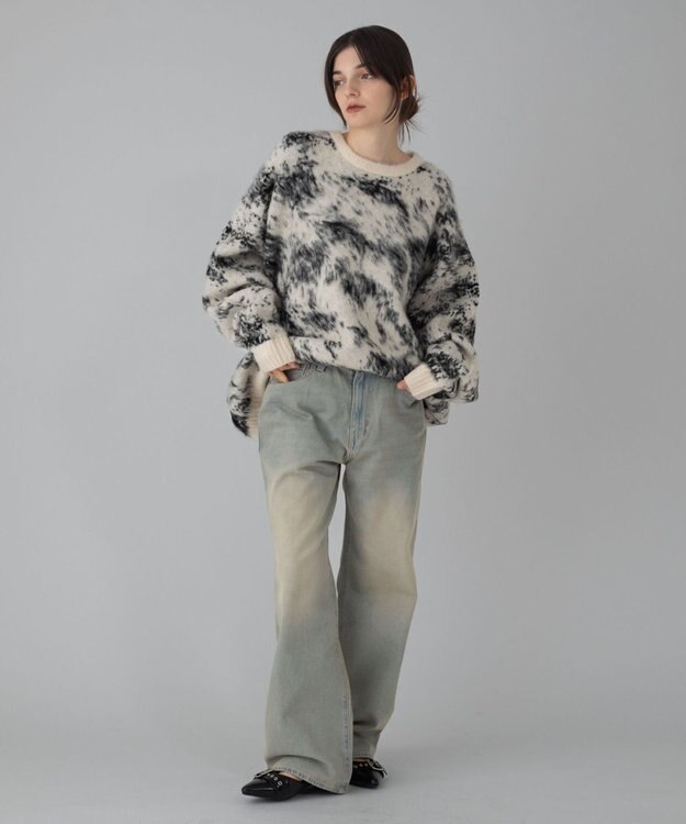 WEGO 【ユニセックス着用ITEM/ウエスト調整可】ストレートデニムパンツ デニム淡加工色