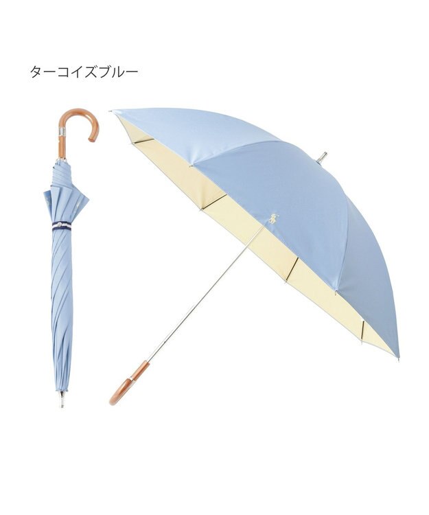 MOONBAT 【軽量】POLO RALPH LAUREN 晴雨兼用日傘 長傘 PP刺繍／一級遮光 遮熱 UV サックス×イエロー
