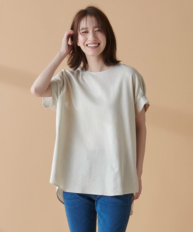 ANY 【洗濯機可能】ライトリネンクロス　チュニック サンドベージュ