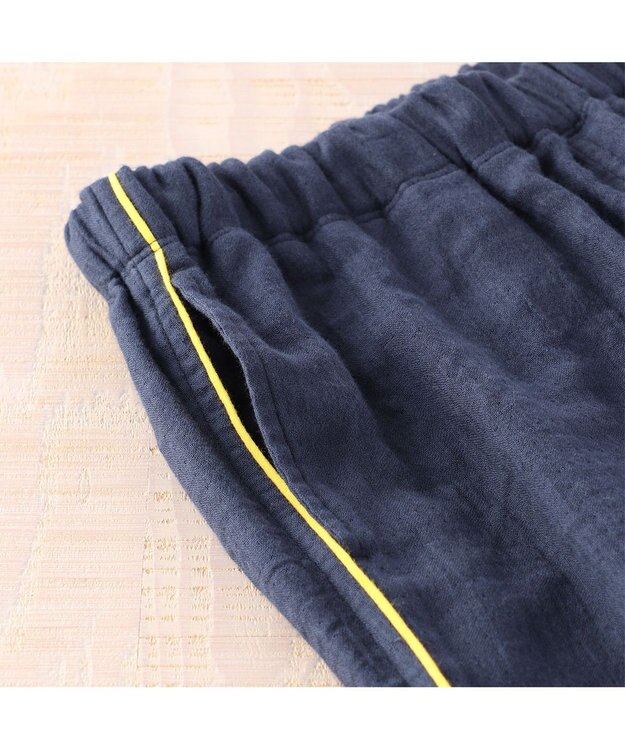 UCHINO マシュマロガーゼレディスバイカラーVネックパジャマ ダークブルー