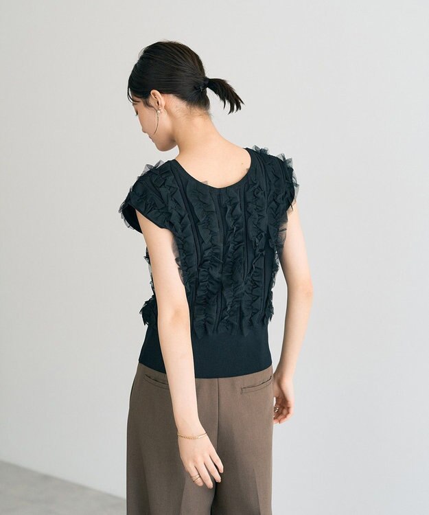 YECCA VECCA 2wayチュールフリルニット Black