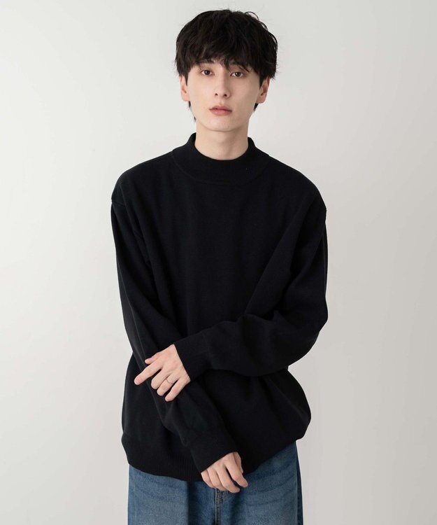 WEGO 【ユニセックス着用ITEM】ミラノリブモックネックプルオーバー ブラック