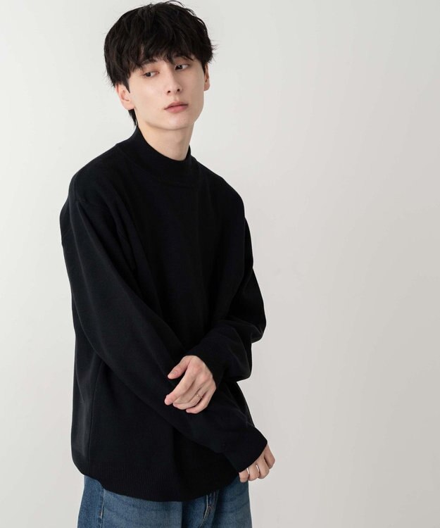 WEGO 【ユニセックス着用ITEM】ミラノリブモックネックプルオーバー ブラック