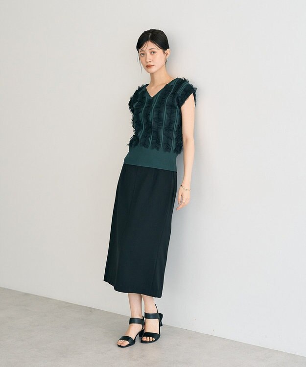 YECCA VECCA 2wayチュールフリルニット Black