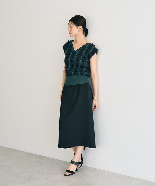 YECCA VECCA 2wayチュールフリルニット Black