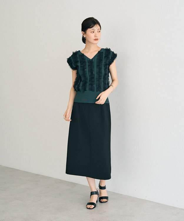 YECCA VECCA 2wayチュールフリルニット Black