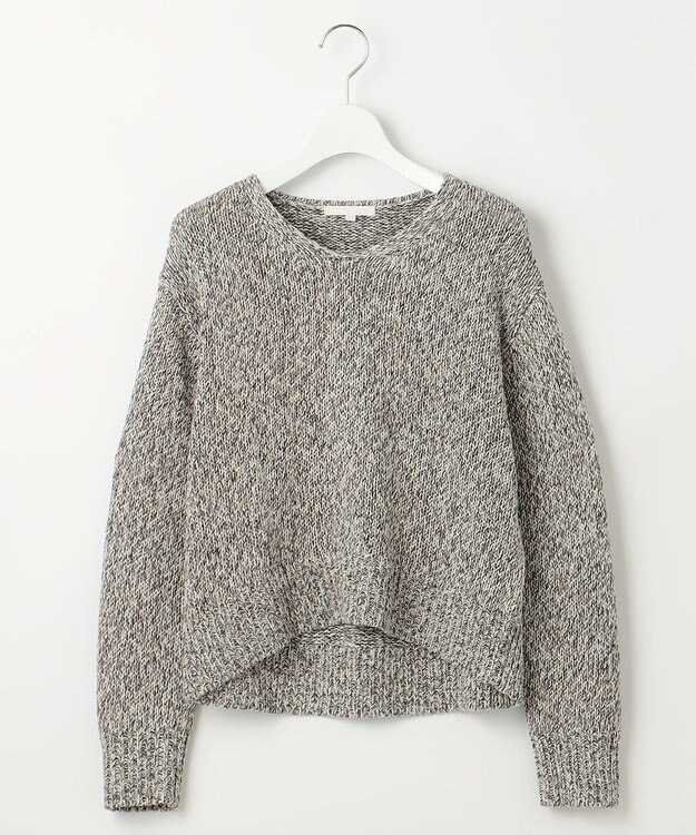 自由区 【洗える】カラーミックスリネン ニット カーキ