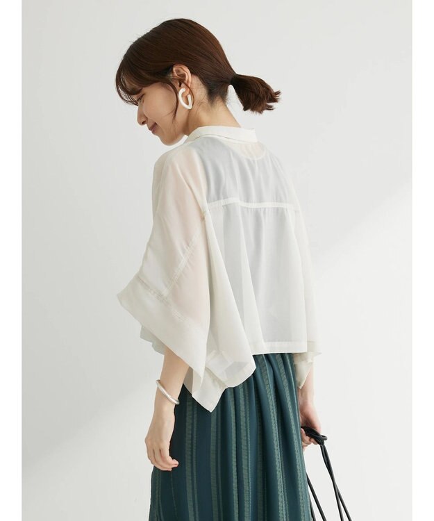 Green Parks ・ＥＬＥＮＣＡＲＥ　ＤＵＥ　ラメシフォンショートシャツ Ivory