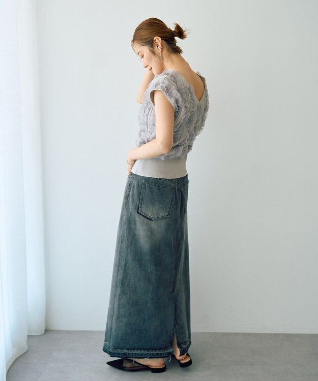 YECCA VECCA 2wayチュールフリルニット Black