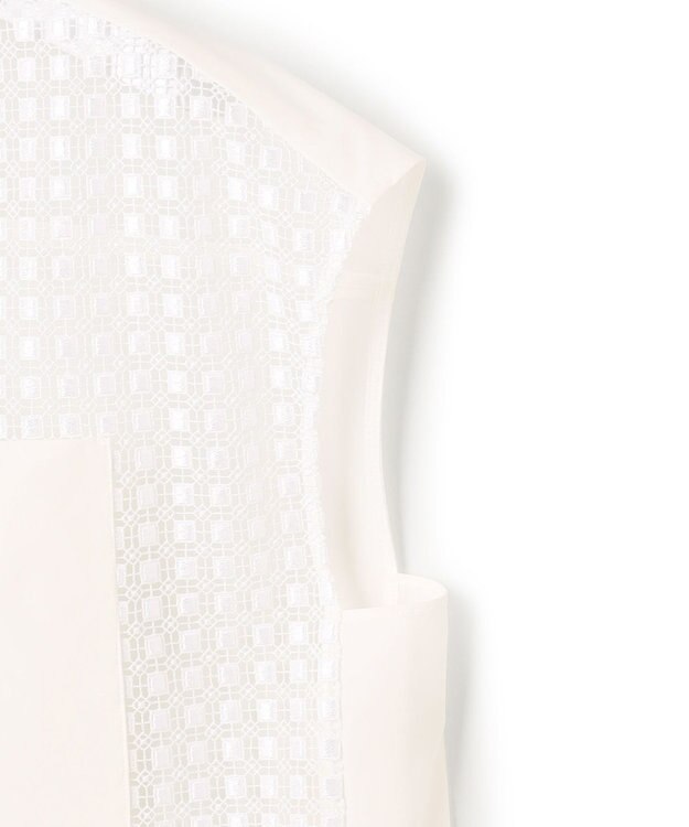 ICB L 【WEB＆一部店舗限定】 SustainableSquareLace フレンチスリーブシャツ オフホワイト