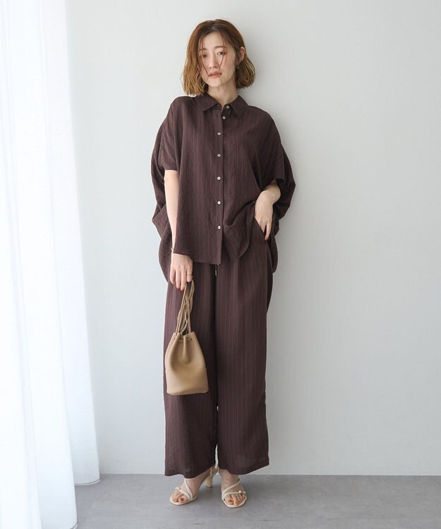 YECCA VECCA ストライプ柄シャツ Brown