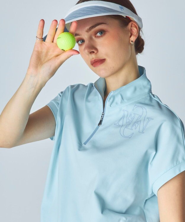 FILA GOLF／marie claire 【Marie claire sports】ハーフジップ半袖シャツ ライトブルー