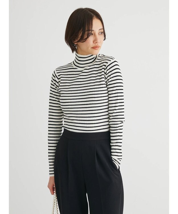 Green Parks ボーダーアソートモックネックニットプルオーバー B