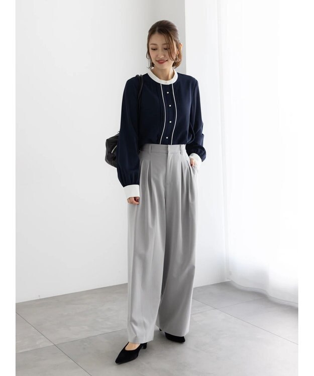 Te chichi タックワイドフルレングスパンツ グレー