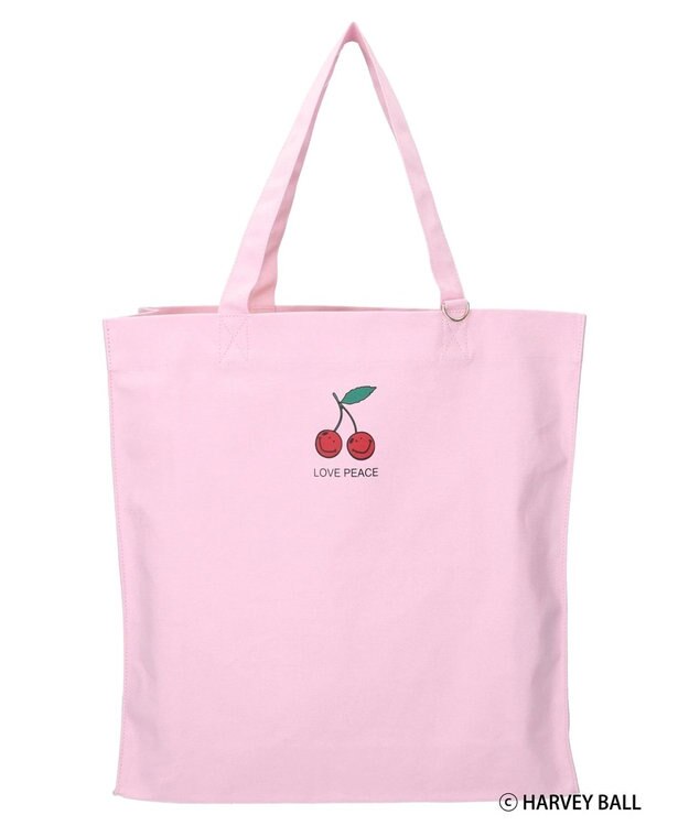 Green Parks Ｓｍｉｌｅｙ　Ｆａｃｅ／チェリープリントＢｉｇトートバック Pink