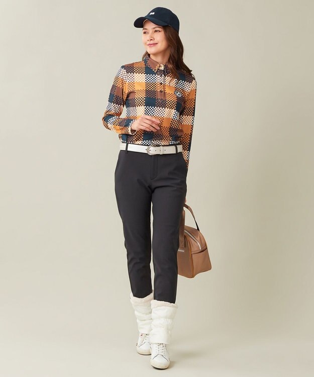 23区GOLF 冬の暖かボトム【WOMEN】ボンディング テーパードパンツ ネイビー系