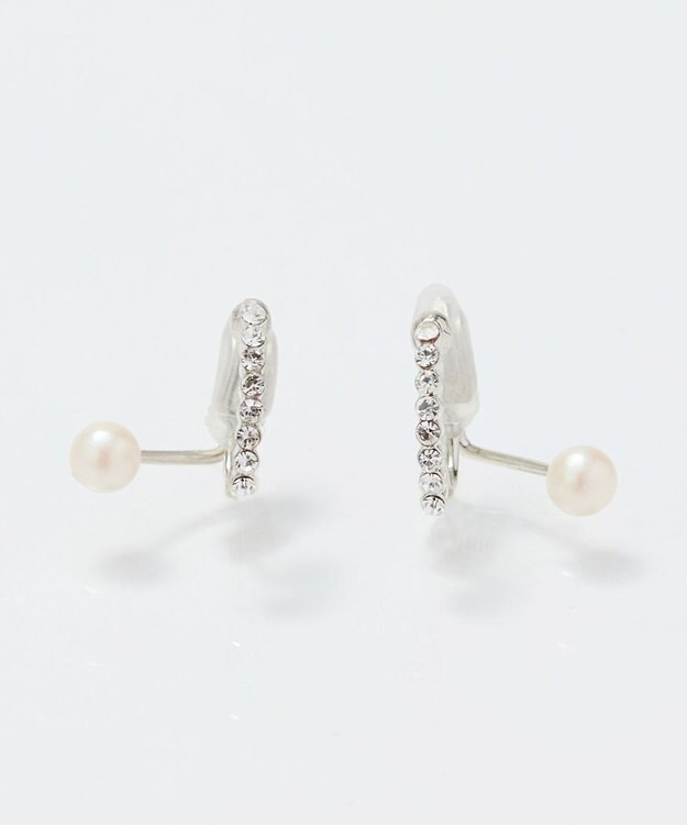 Phoebe 【痛くないシリーズ】ラインストーンパールフロートライトフィットイヤリング　シルバー シルバー