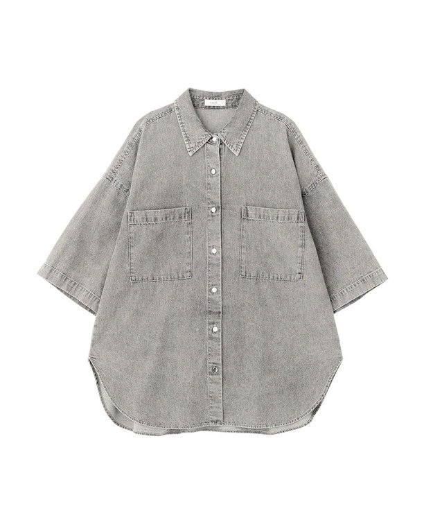 earth music&ecology 5分袖デニムシャツ Black