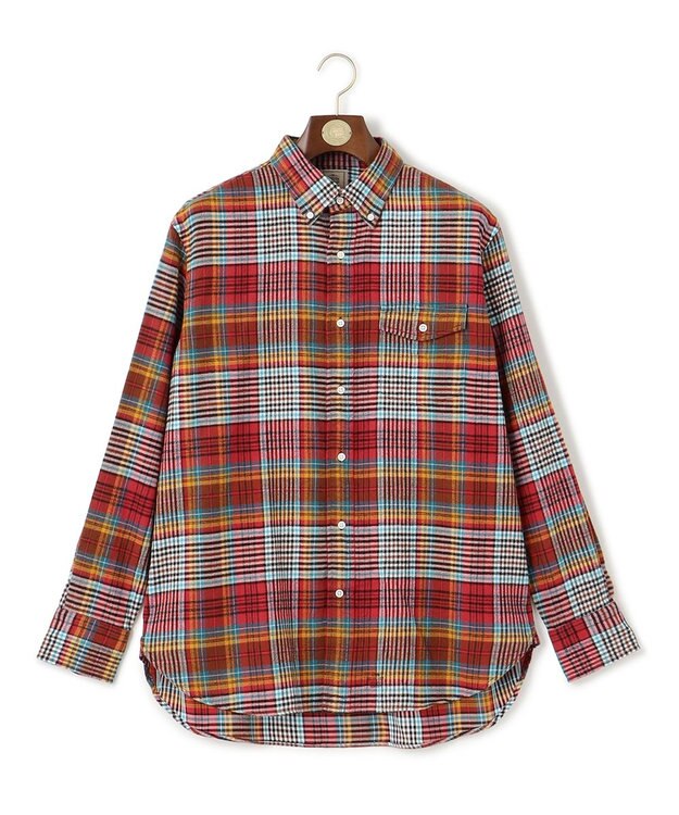 J.PRESS MEN コットンネル マルチチェックシャツ/B.D レッド系3