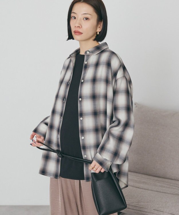 AMERICAN HOLIC 【イージーケア】　チェックバックタックシャツ Black