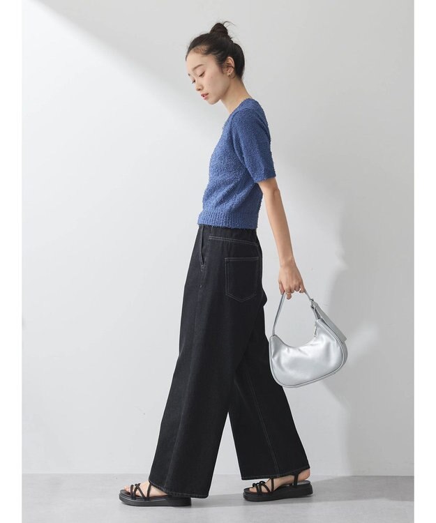 earth music&ecology ツイストブークレ半袖プルオーバー Charcoal Gray