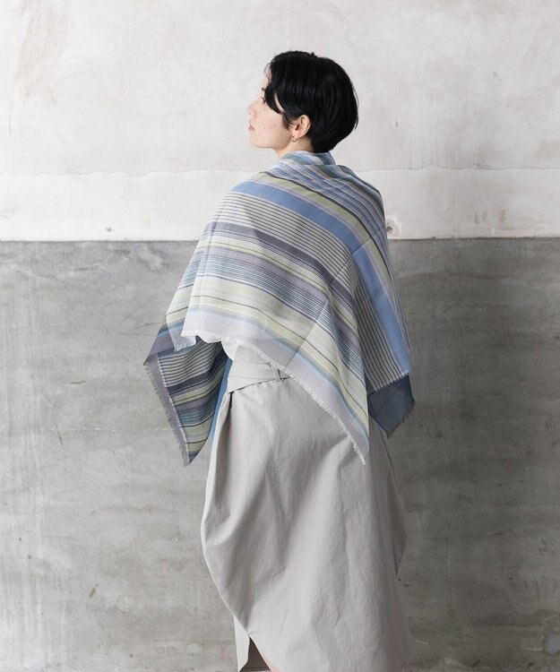 POLS 播州織 極細コットンストール ブルー