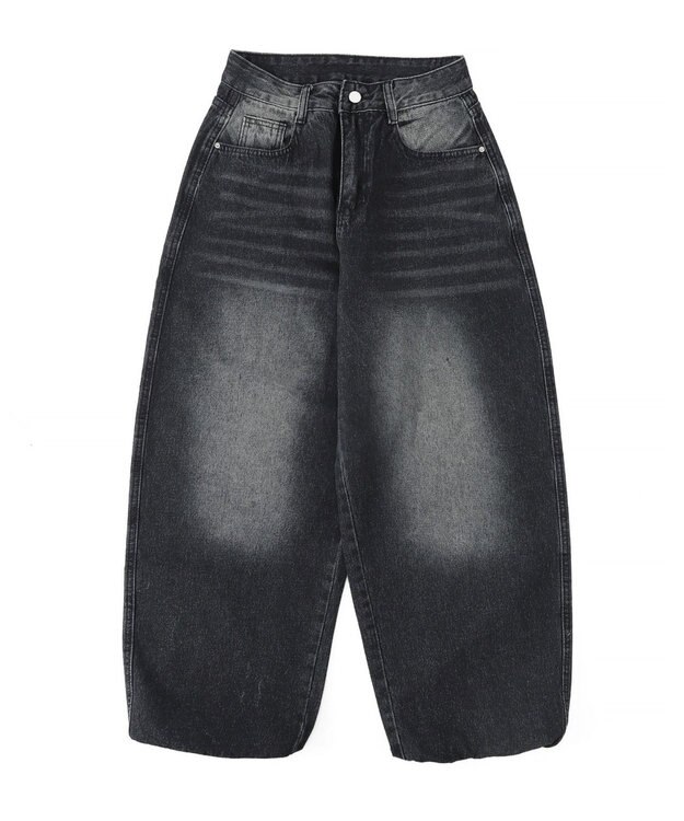 WEGO バックポケットロゴバギーデニム ブラック