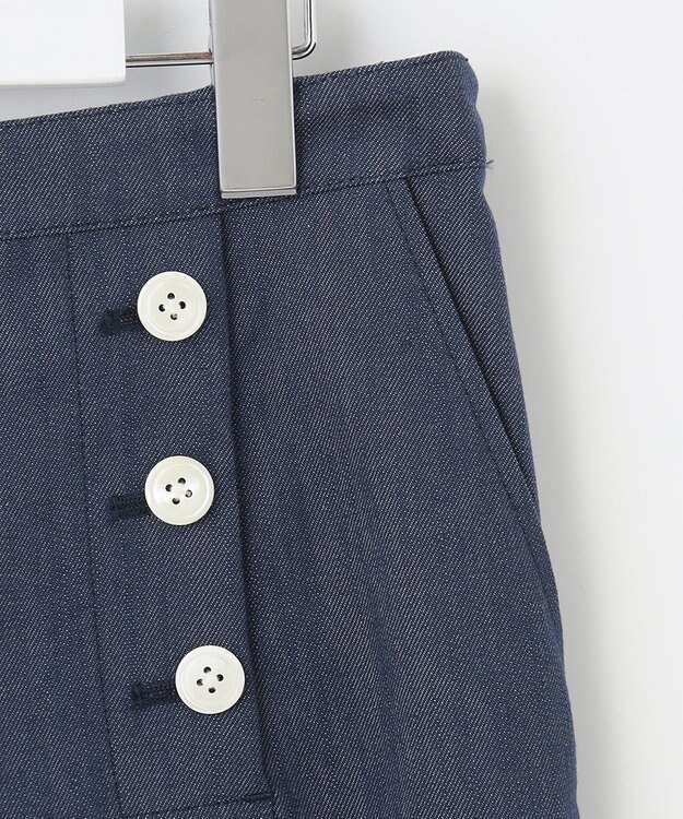 J.PRESS LADIES 【洗える】セルロースシャンブレー セミワイド マリン パンツ ブルー系