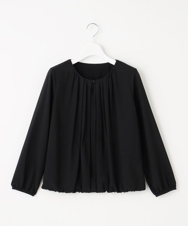 自由区 【洗える】ロイヤルシフォン ブラウス ネイビー系