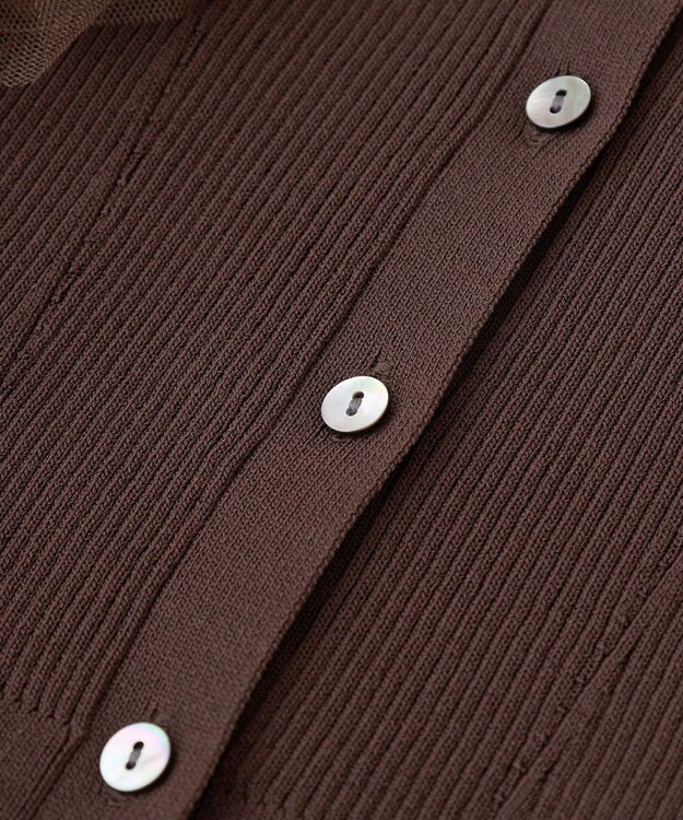 YECCA VECCA チュールラッフルノースリーブカーディガン Brown