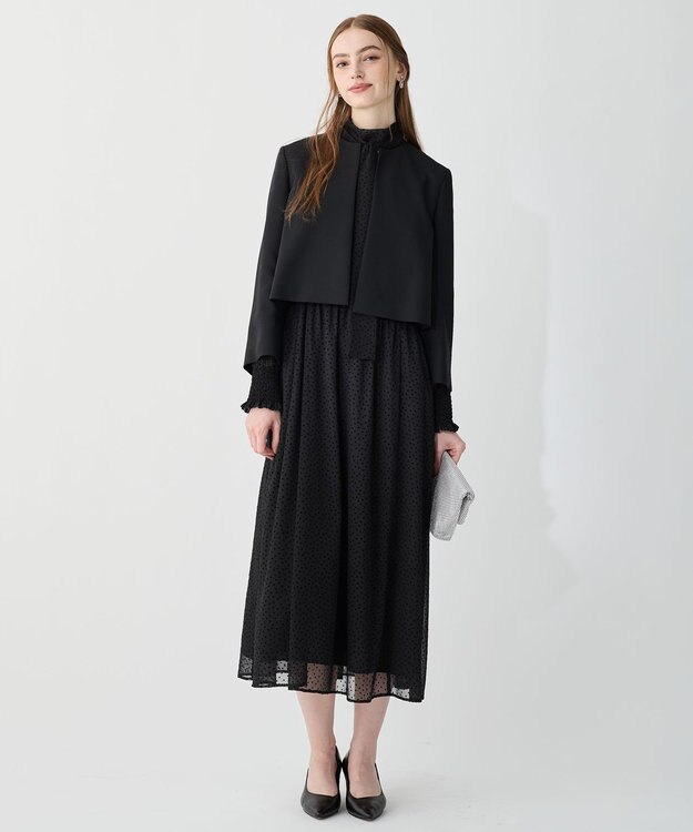 23区 【APPLAUDIR】シアードットフロッキー ボウタイリボンドレス ブラック系