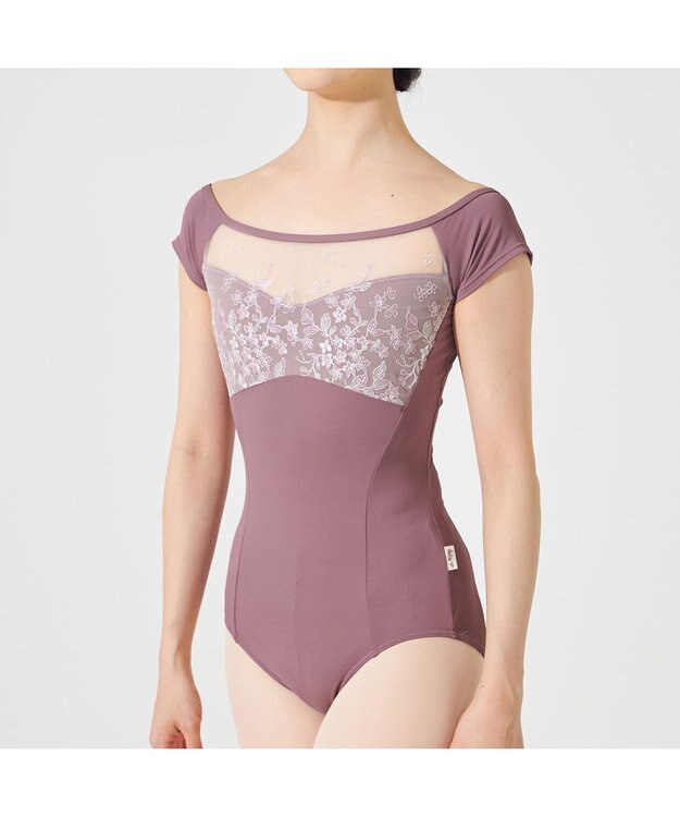 Chacott ◎【Nela ライン】キャップスリーブレオタード グレイッシュライラック