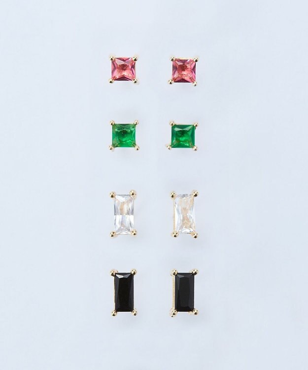 Phoebe シャインフレームレクタングルピアス　クリア クリア