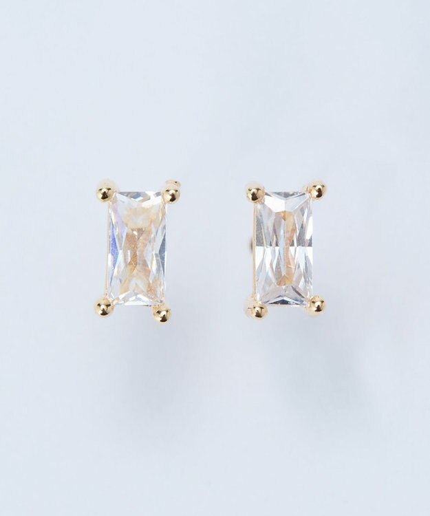 Phoebe シャインフレームレクタングルピアス　クリア クリア