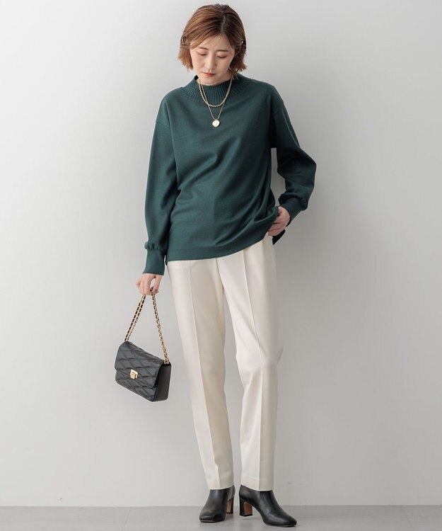 23区 【Oggi2月号掲載/洗える】ウォームストレッチ テーパード パンツ アイボリー系