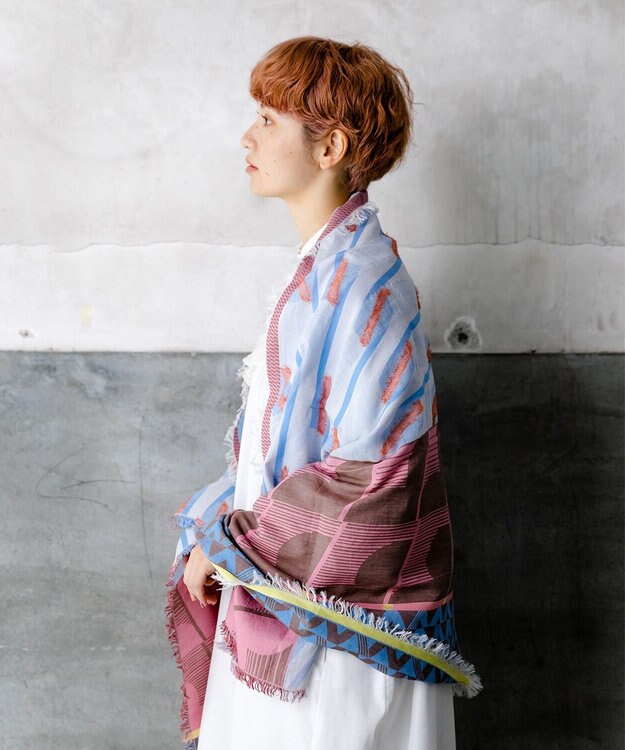 POLS コットン・キュプラ FUSAスカーフ ブラウン