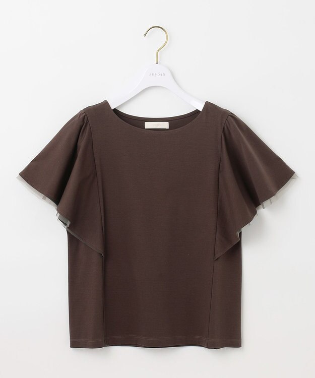 ANY SIS L 【接触冷感】360°好印象フリルスリーブ カットソー ビターチョコ