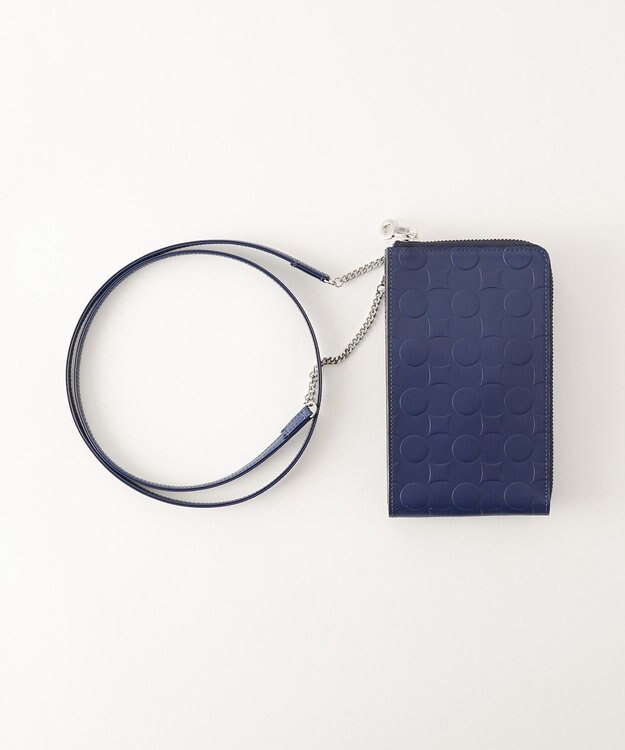 MIYABIYA La quoh with kirakaracho 南蛮七宝エンボスレザーショルダー紐 瑠璃紺(るりこん)