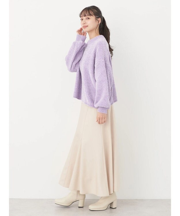 earth music&ecology シャイニーベロアモールプルオーバー Lavender