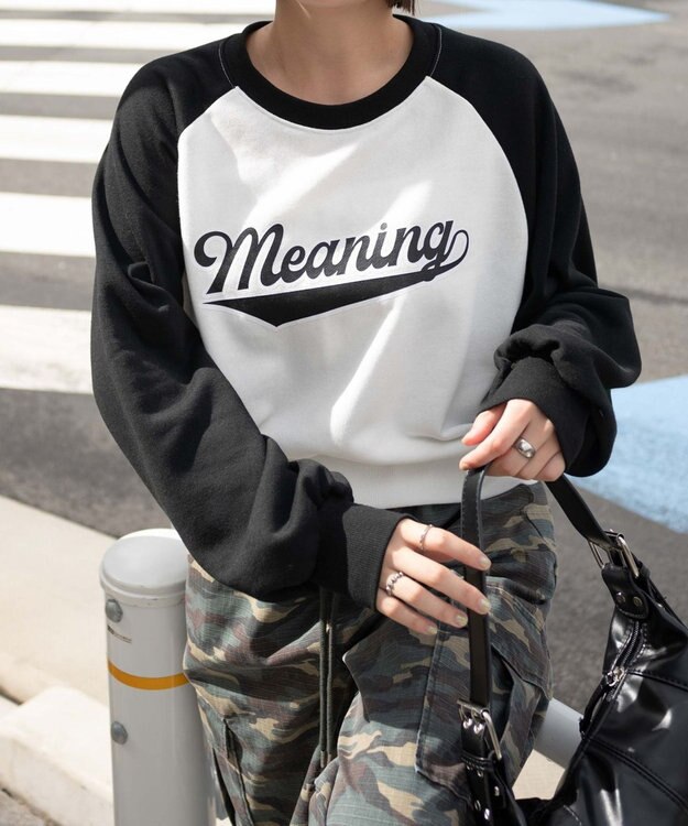 WEGO チームロゴラグランショートスウェット ブラック