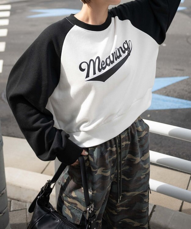 WEGO チームロゴラグランショートスウェット ブラック