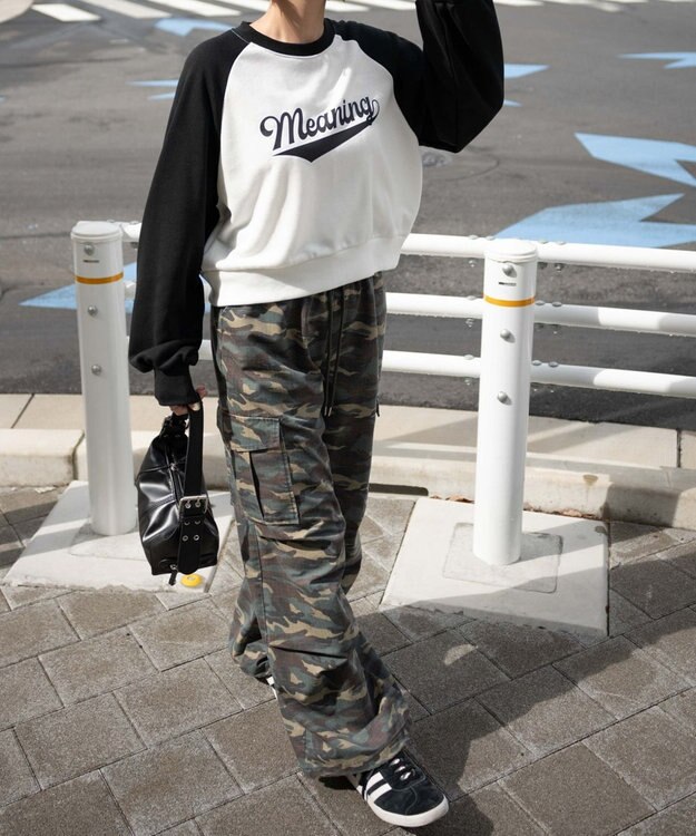 WEGO チームロゴラグランショートスウェット ブラック