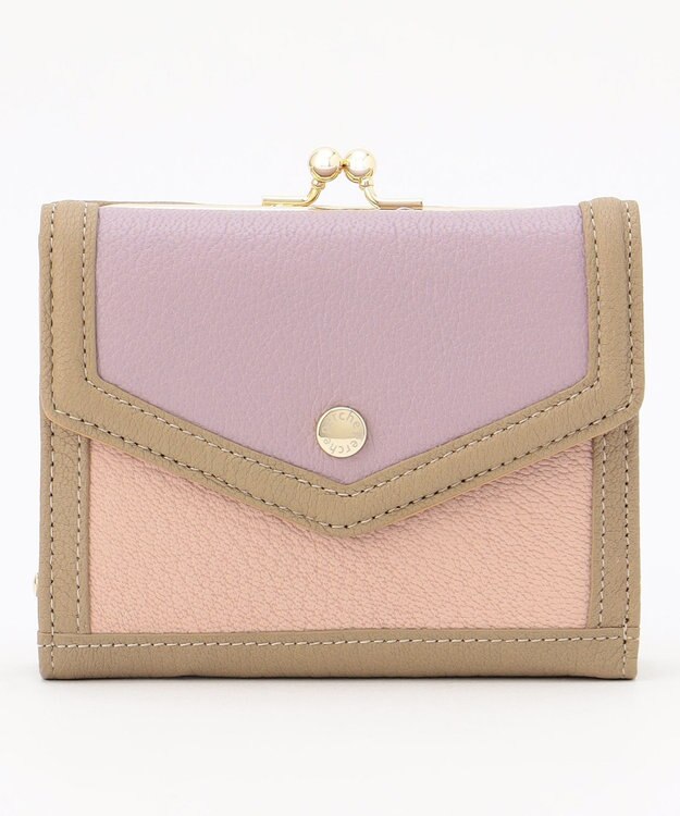 UNBILLION ペルケ perche トリミング配色外ガマ二つ折り財布 ミックスラベンダー