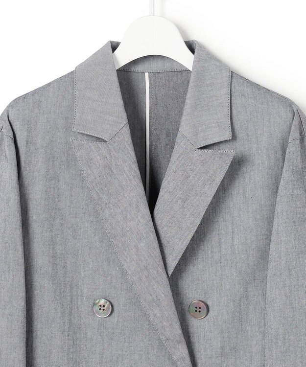 23区 L 【先行予約】スラブツイルストレッチ オーバーサイズ ダブルジャケット ネイビー系